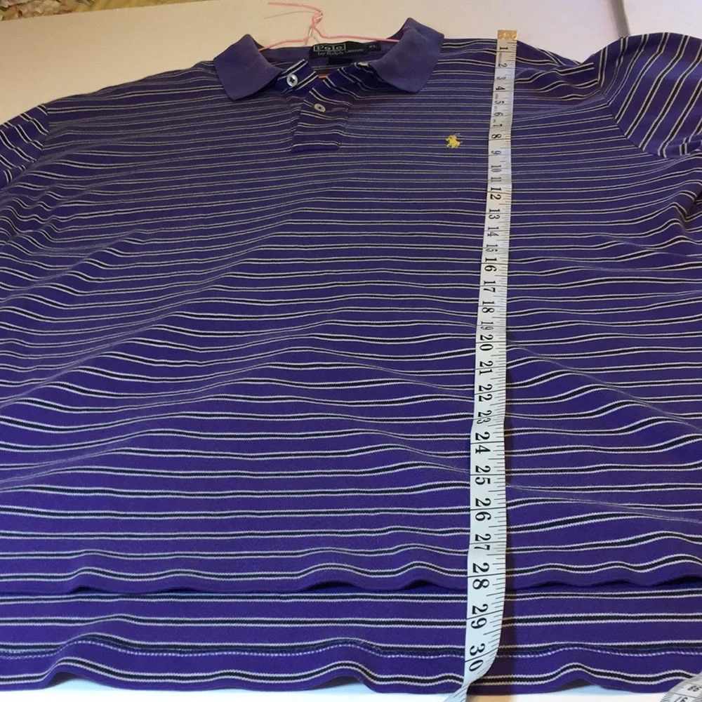 Polo Ralph Lauren Cotton Soft Purple Striped Golf Polo Shirt Size XL